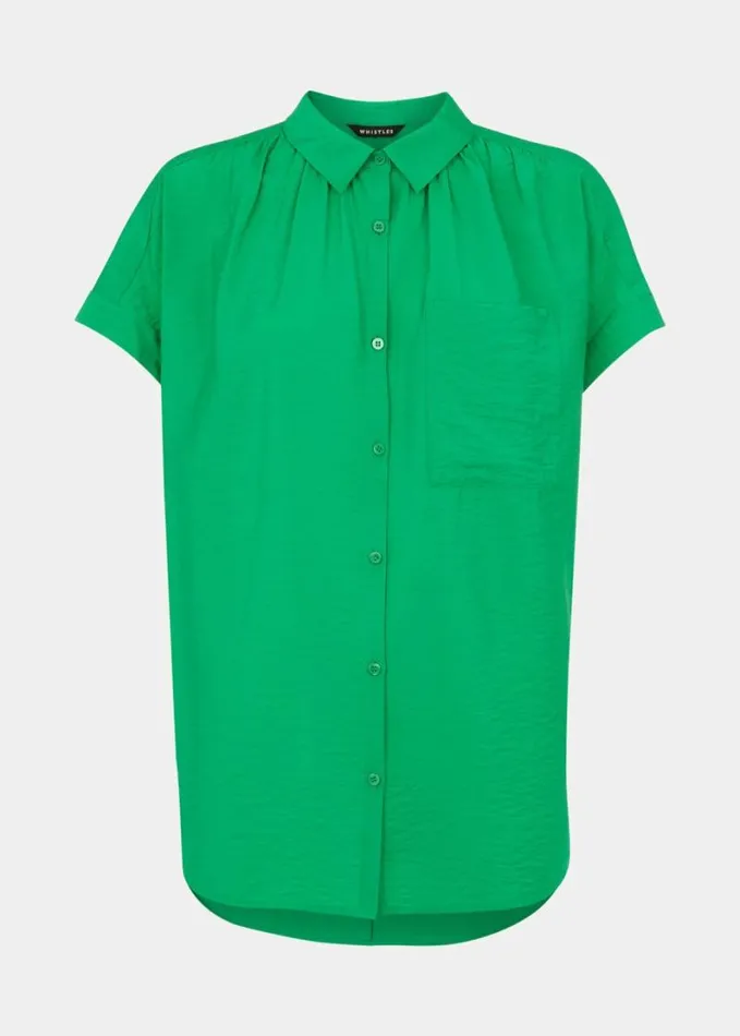 Whistles Nicola Button Through Shirt Green Women Tops