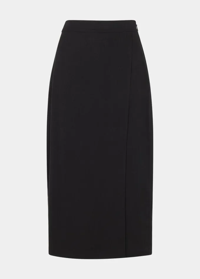 Whistles Olivia Wrap Skirt Black Women Skirts