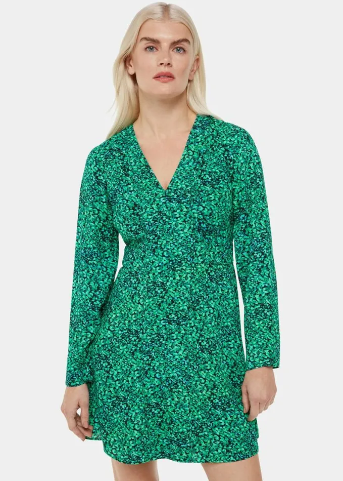 Whistles Petite Dappled Floral Lori Dress Greenmulti Women Petite Dresses and Jumpsuits
