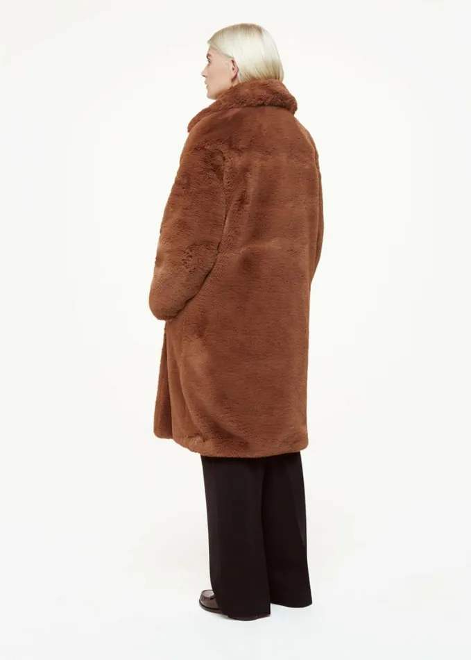 Whistles Petite Teddy Faux Fur Coat Brown Women Petite Coats and Jackets