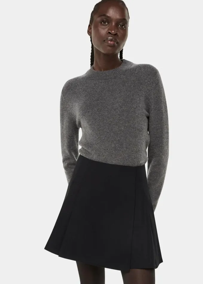 Whistles Pleated Mini Skirt Black Women Skirts