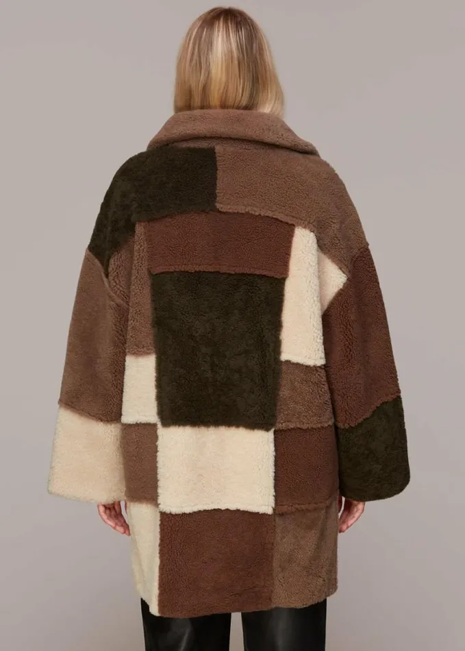 Whistles Reversible Patchwork Coat Brownmulti Women Coats and Jackets