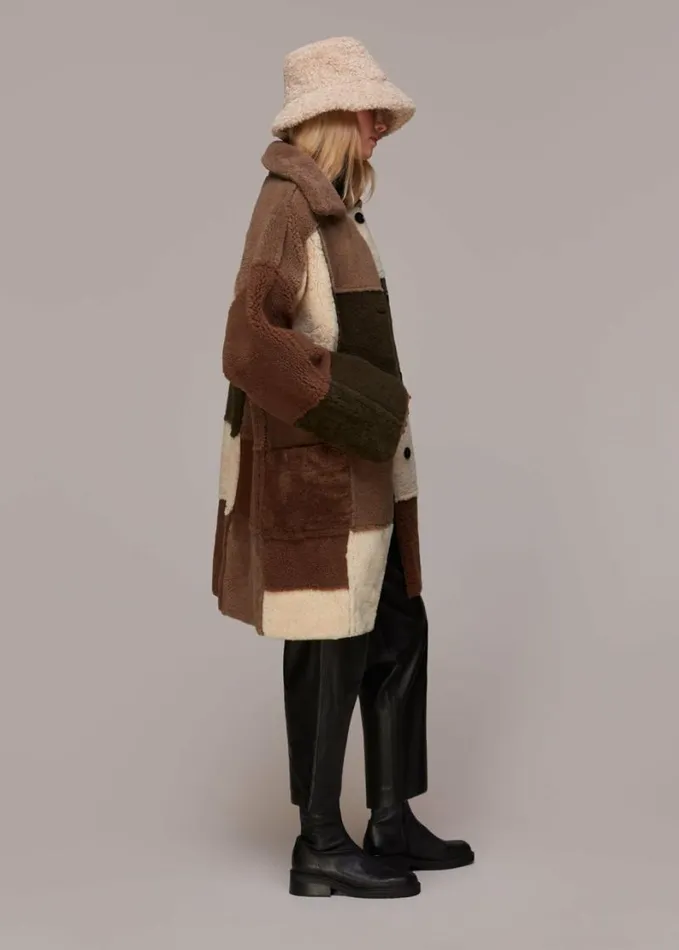 Whistles Reversible Patchwork Coat Brownmulti Women Coats and Jackets