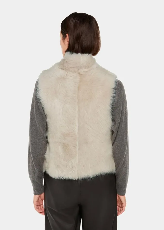 Whistles Short Toscana Sheepskin Gilet Cream Women Coats and Jackets