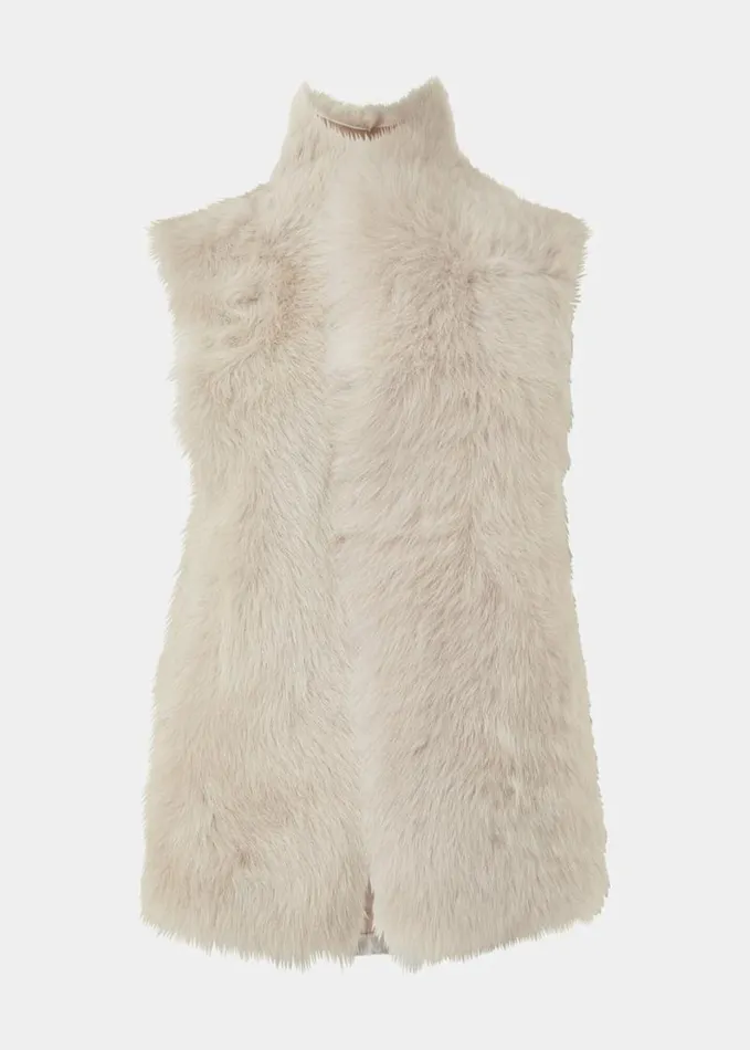Whistles Short Toscana Sheepskin Gilet Cream Women Coats and Jackets