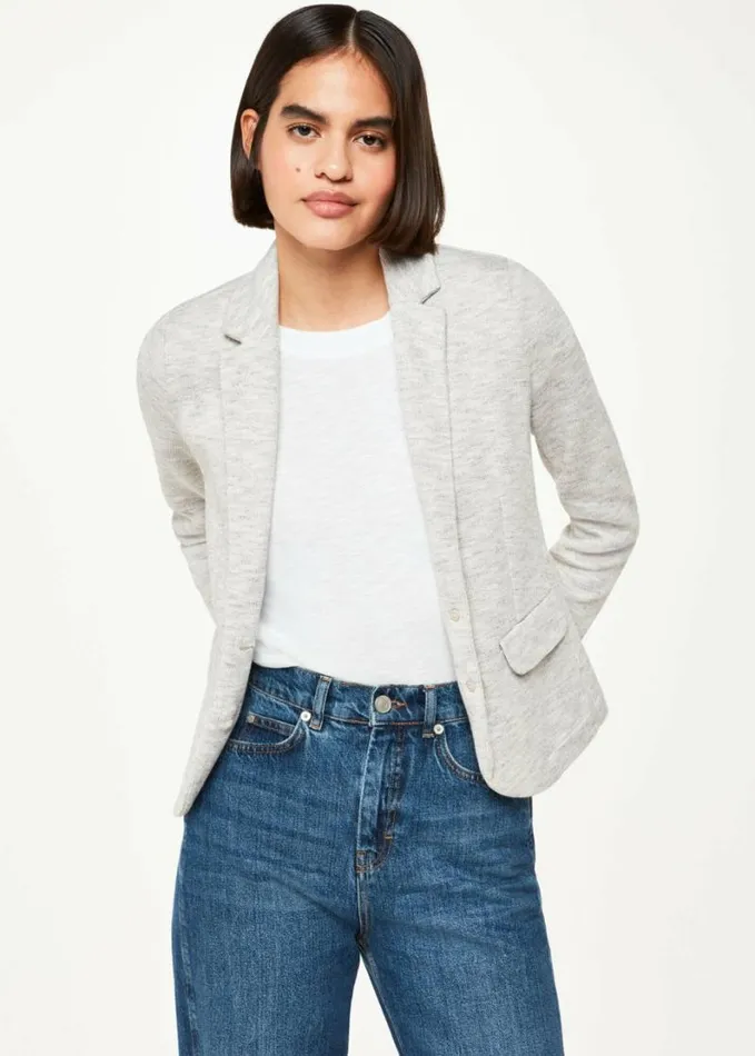 Whistles Slim Jersey Jacket Grey Women Coats and Jackets