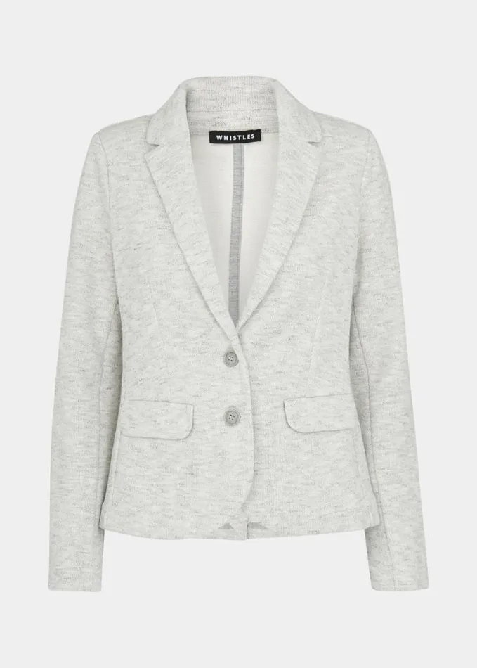 Whistles Slim Jersey Jacket Grey Women Coats and Jackets