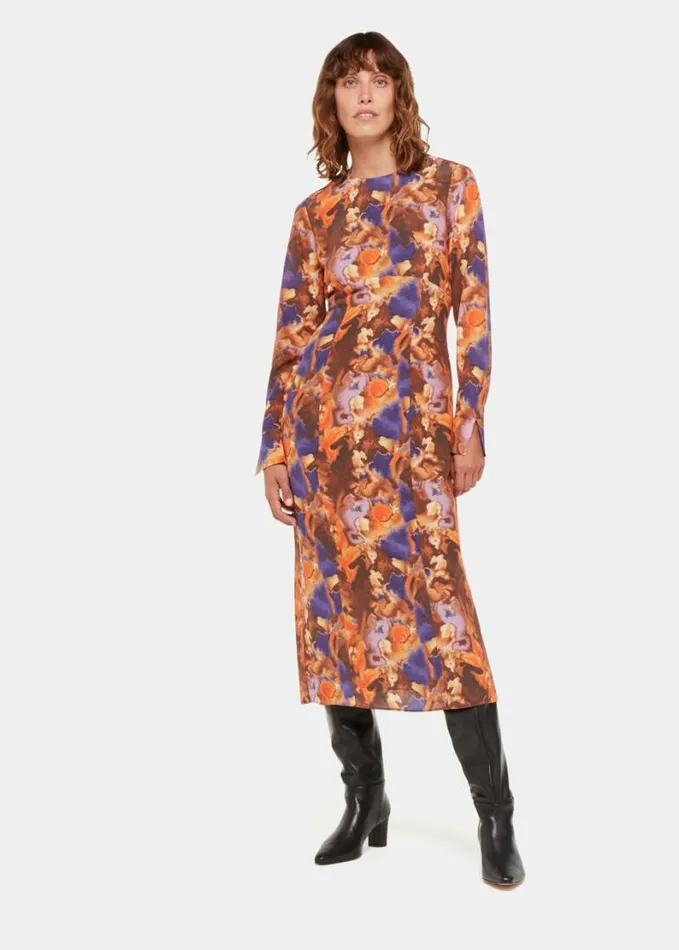 Whistles Sprayed Texture Silk Dress Multicolour Women Dresses