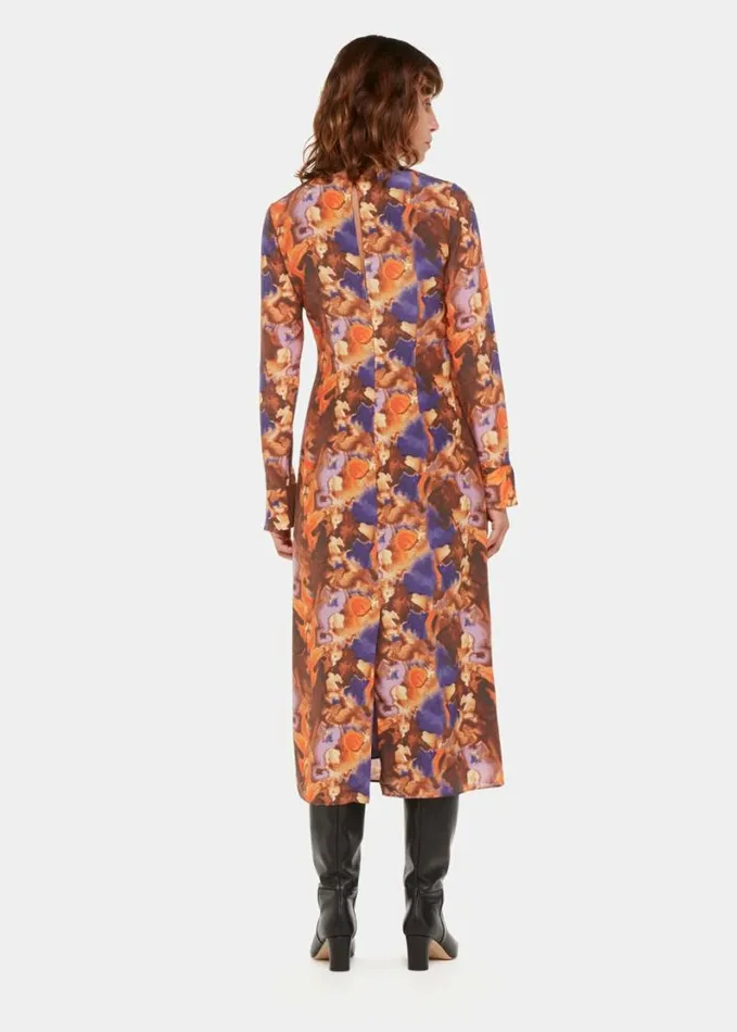 Whistles Sprayed Texture Silk Dress Multicolour Women Dresses