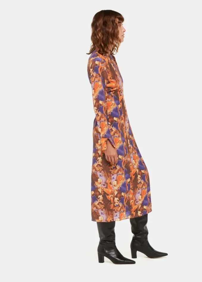 Whistles Sprayed Texture Silk Dress Multicolour Women Dresses