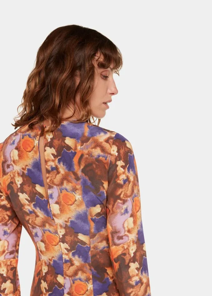 Whistles Sprayed Texture Silk Dress Multicolour Women Dresses