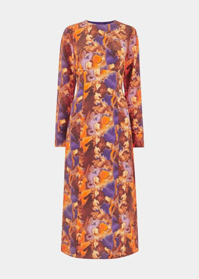 Whistles Sprayed Texture Silk Dress Multicolour Women Dresses