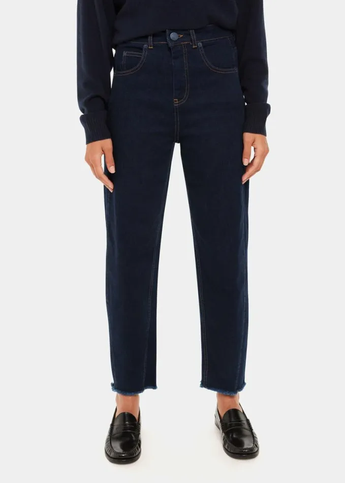 Whistles Stretch Barrel Leg Jean Dark Denim Women Pants