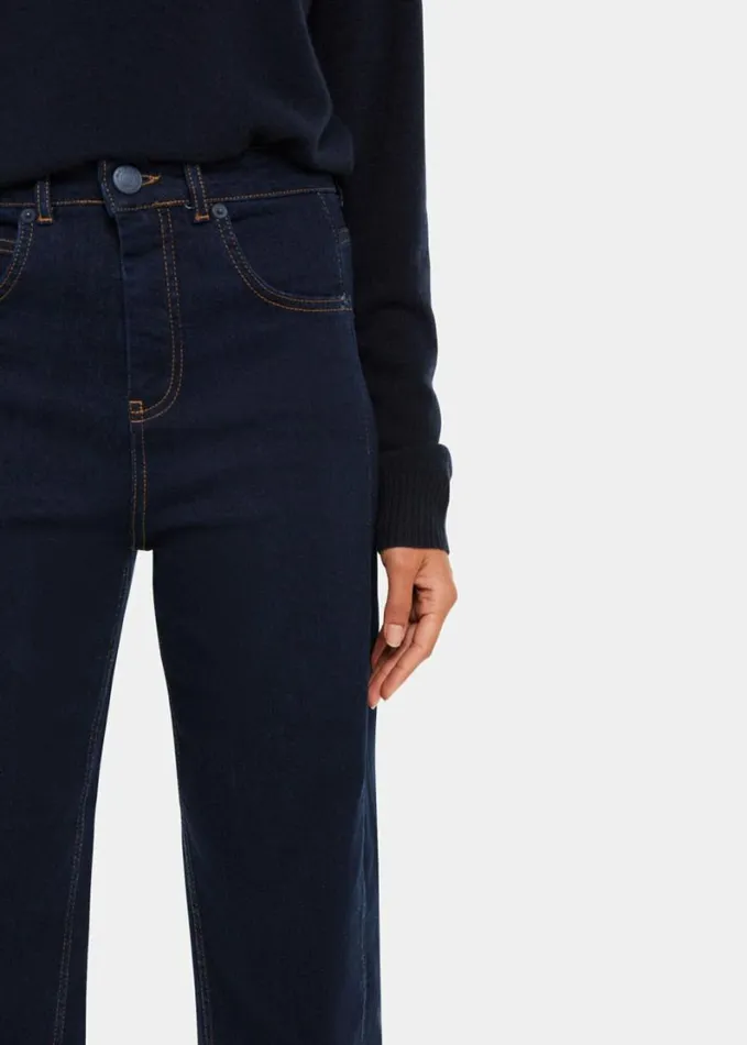 Whistles Stretch Barrel Leg Jean Dark Denim Women Pants