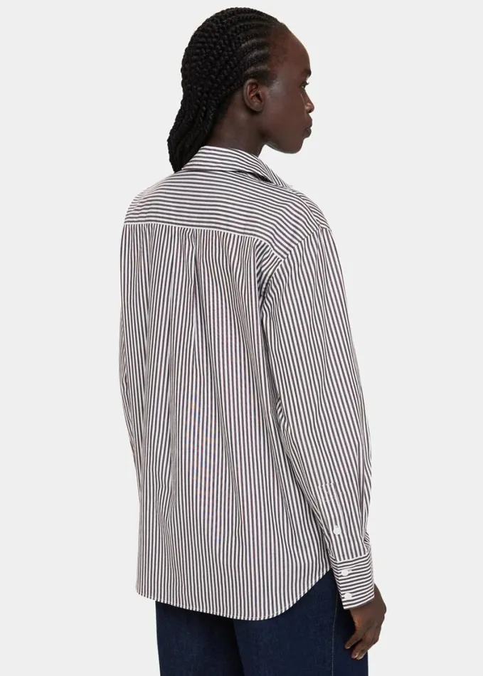Whistles Stripe Relaxed Fit Shirt Blackwhite Women Tops