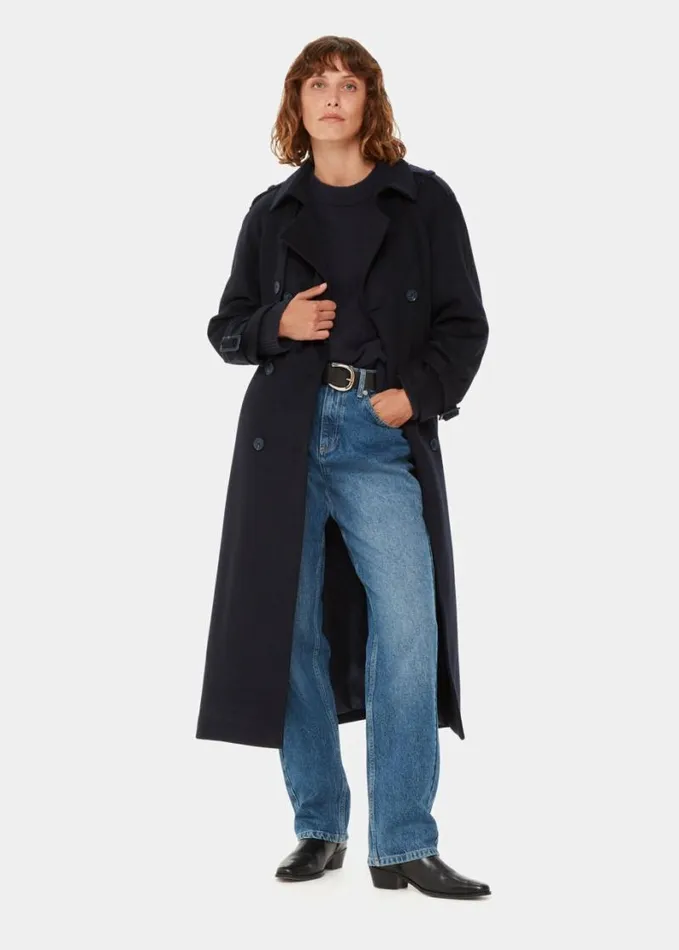 Whistles Textured Boyfriend Crew Neck Navy Women Sweaters and Cashmere