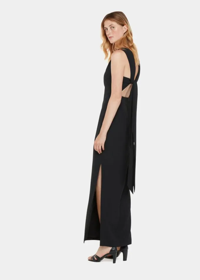 Whistles Tie Back Maxi Dress Black Women Dresses