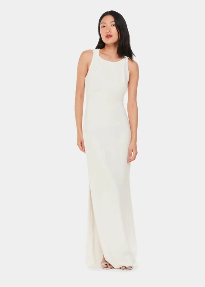 Whistles Tie Back Maxi Dress Ivory Women Dresses