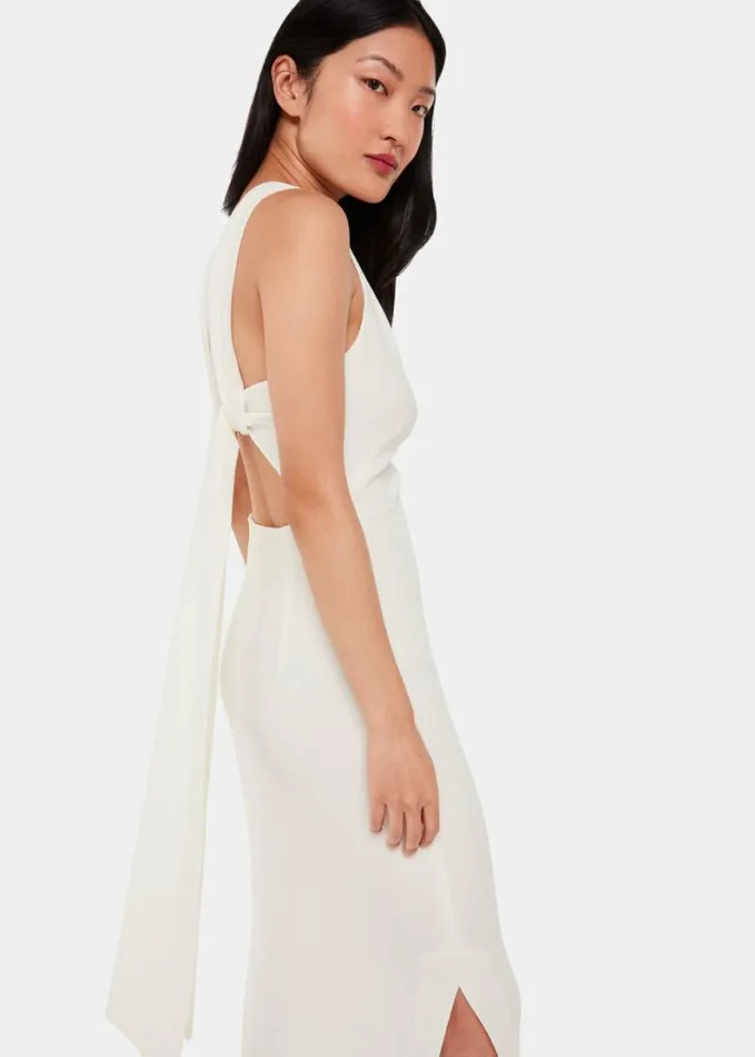 Whistles Tie Back Maxi Dress Ivory Women Dresses