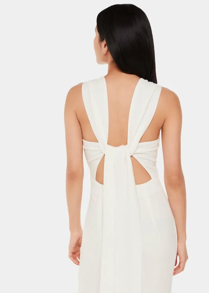 Whistles Tie Back Maxi Dress Ivory Women Dresses