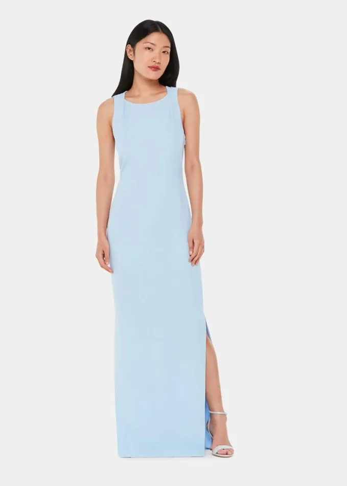 Whistles Tie Back Maxi Dress Pale Blue Women Dresses