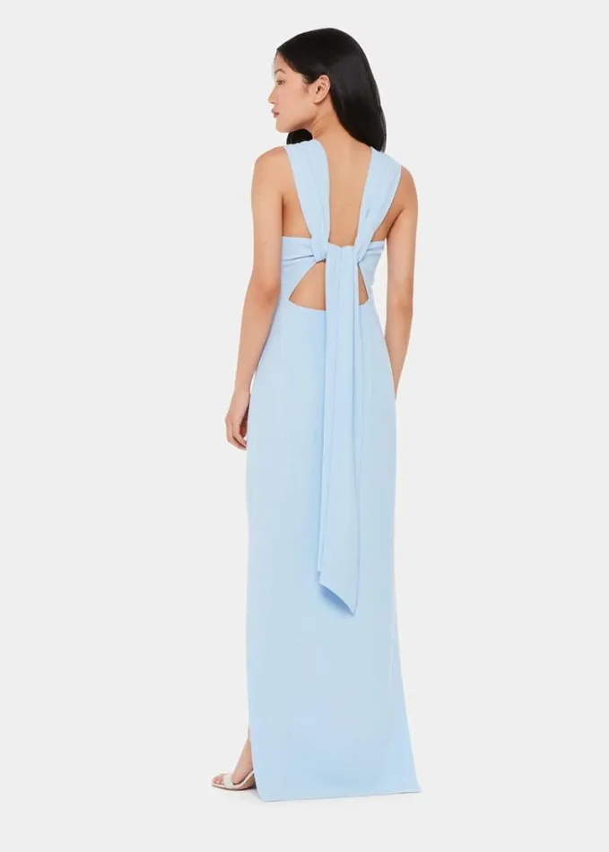 Whistles Tie Back Maxi Dress Pale Blue Women Dresses