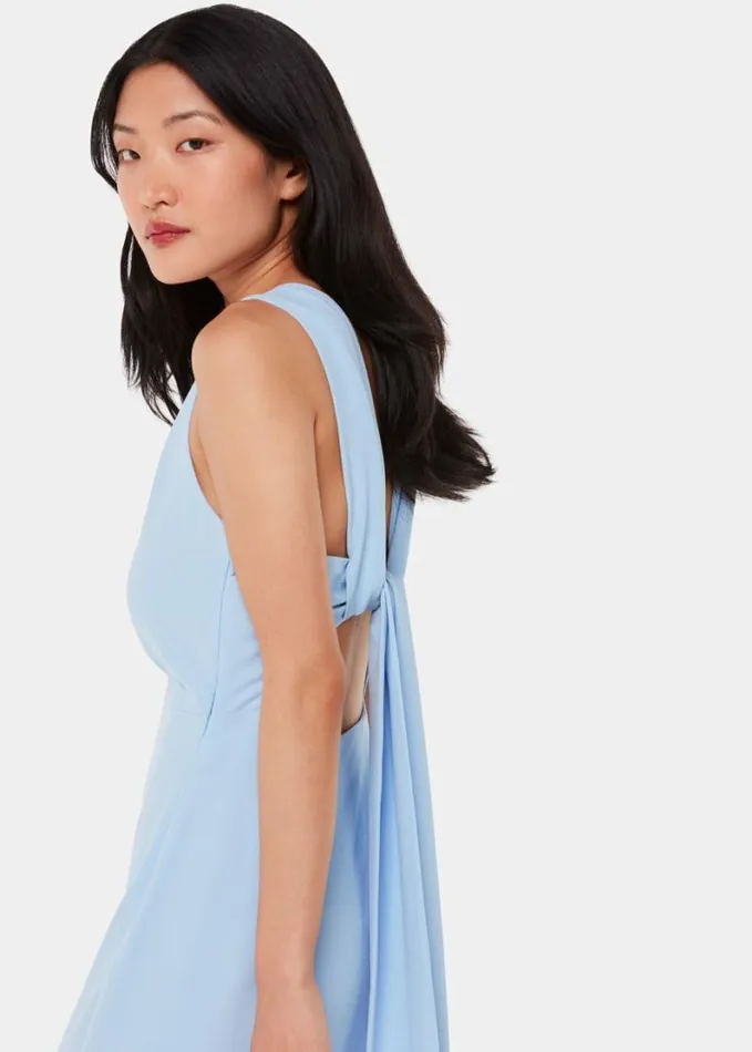 Whistles Tie Back Maxi Dress Pale Blue Women Dresses