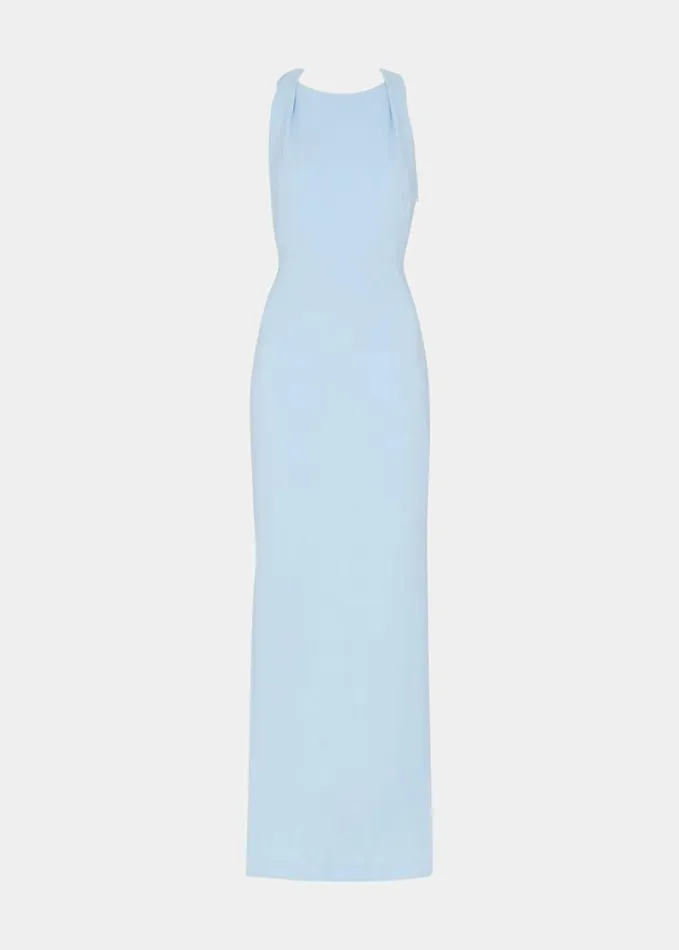 Whistles Tie Back Maxi Dress Pale Blue Women Dresses