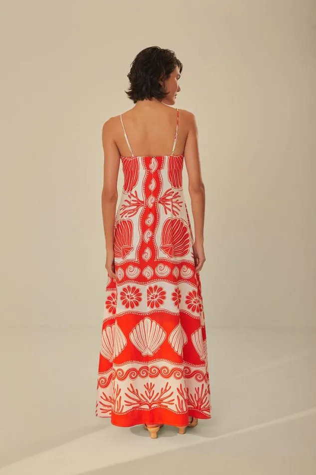White Ainika Shell Lenzing Ecovero Euroflax Maxi Dress Women FARM Rio Maxi Dresses