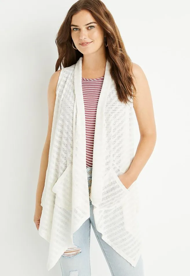 White Pocket Duster Vest Women Maurices Tops
