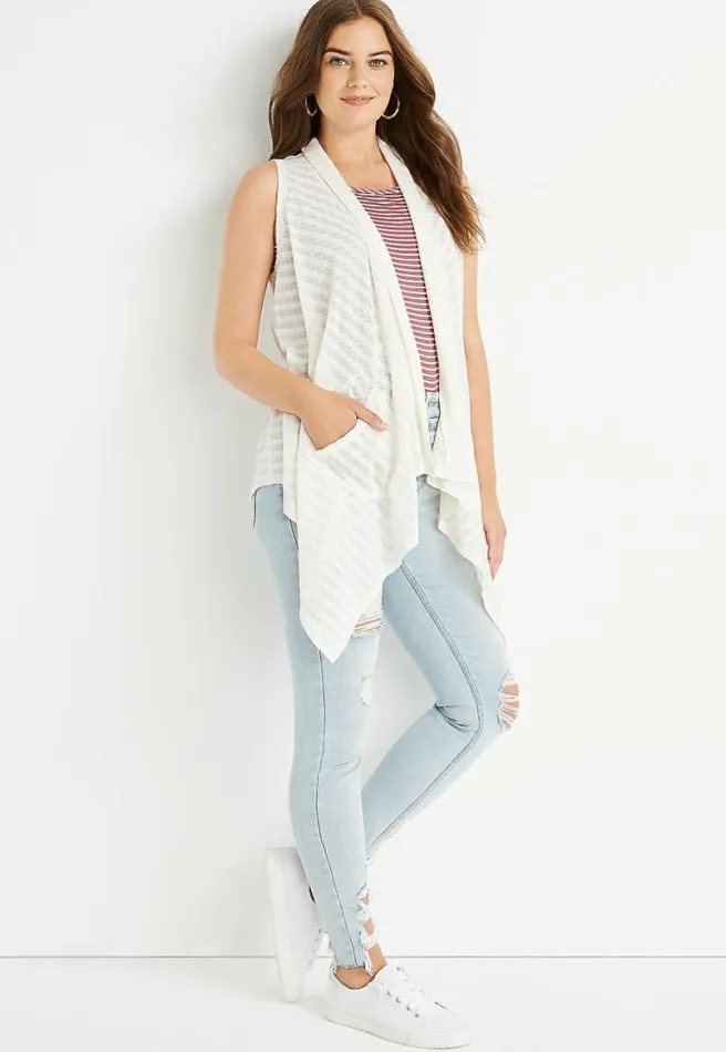 White Pocket Duster Vest Women Maurices Tops