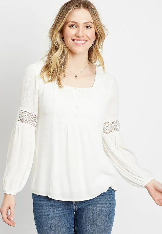 White Square Neck Lace Top Women Maurices Tops