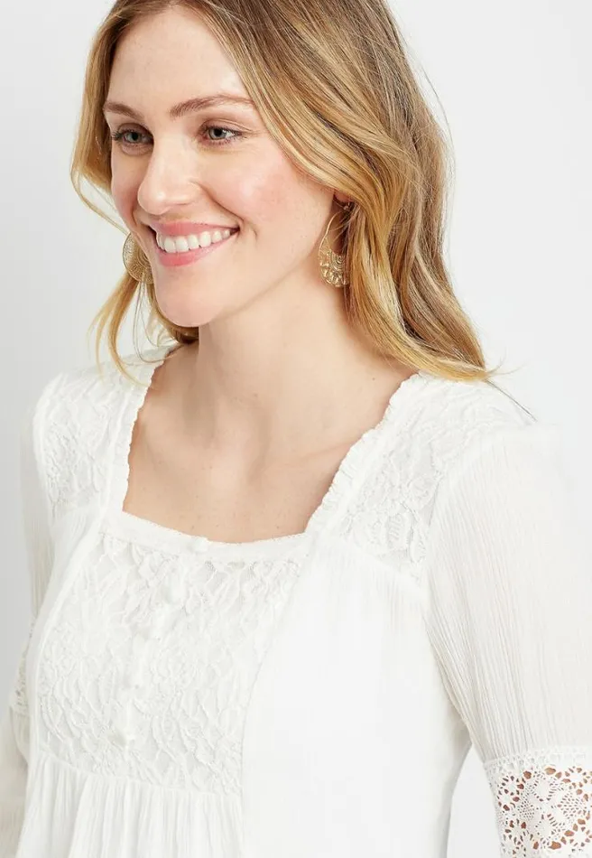 White Square Neck Lace Top Women Maurices Tops
