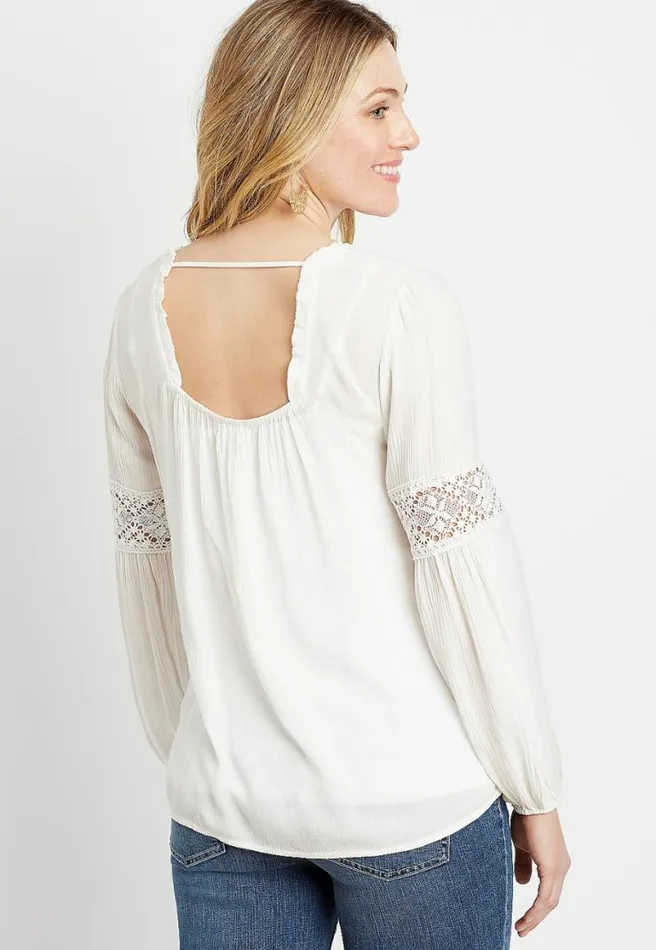 White Square Neck Lace Top Women Maurices Tops