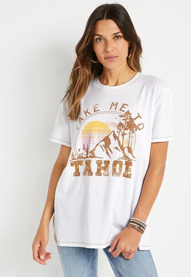 White Tahoe Oversized Graphic Tee Women Maurices Tops