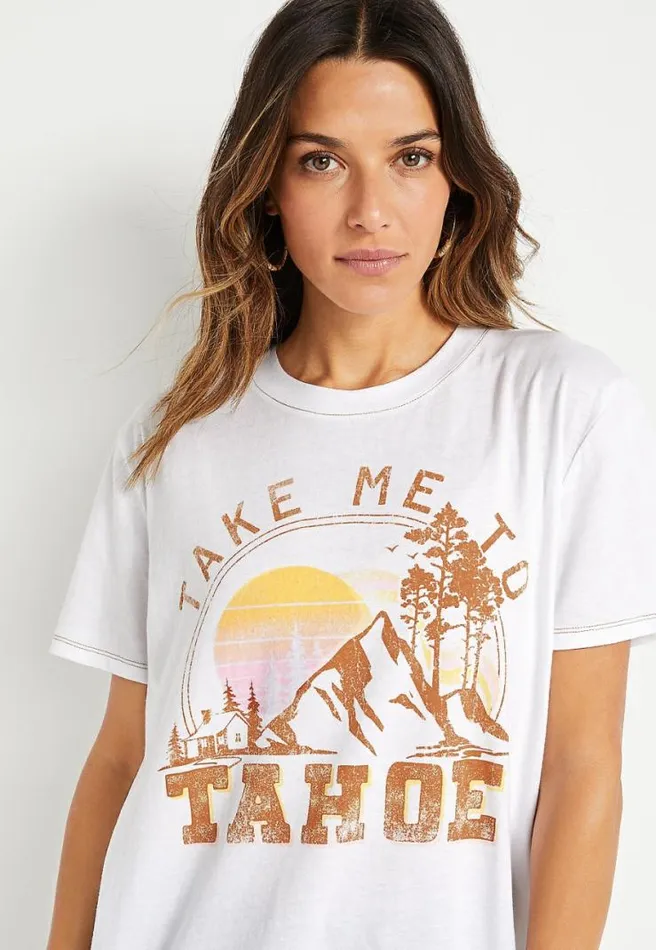 White Tahoe Oversized Graphic Tee Women Maurices Tops