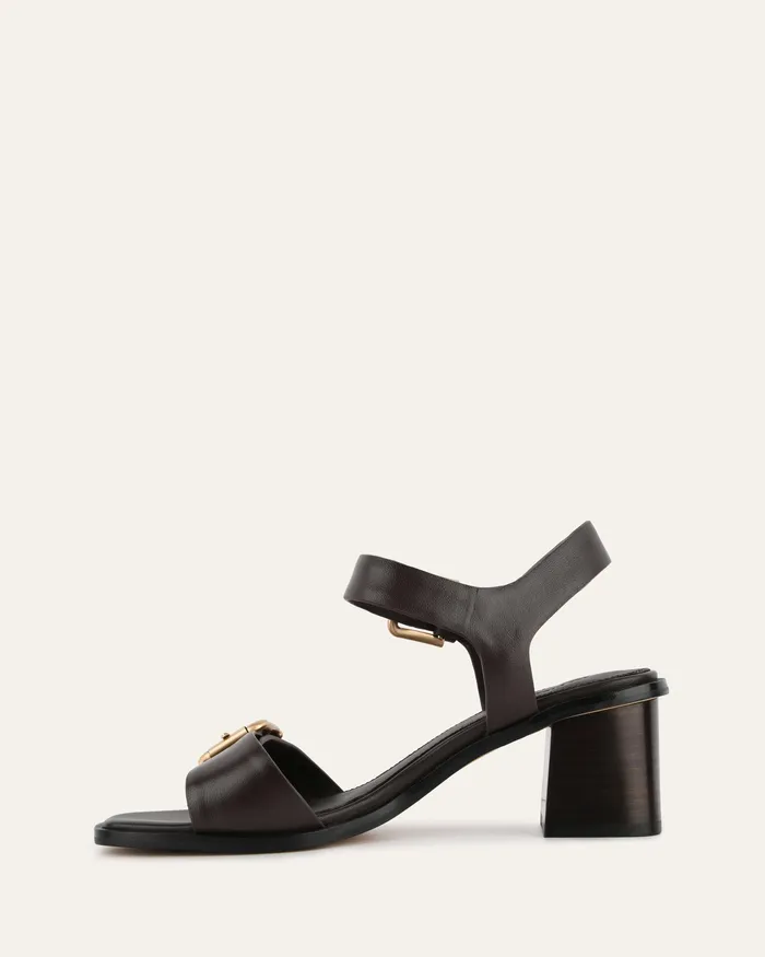 Winona mid heel sandals cacao leather MID SANDALS jomercer Women