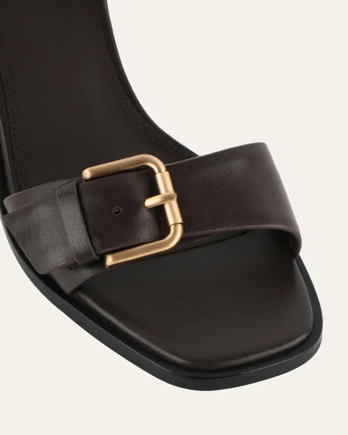 Winona mid heel sandals cacao leather MID SANDALS jomercer Women