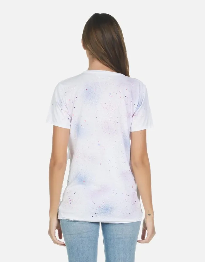 Wolf Galaxy Lip White Galaxy Splatter Women Lauren Moshi Short Sleeve