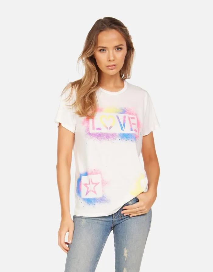 Wolf Graffiti Love Milk Women Lauren Moshi Short Sleeve