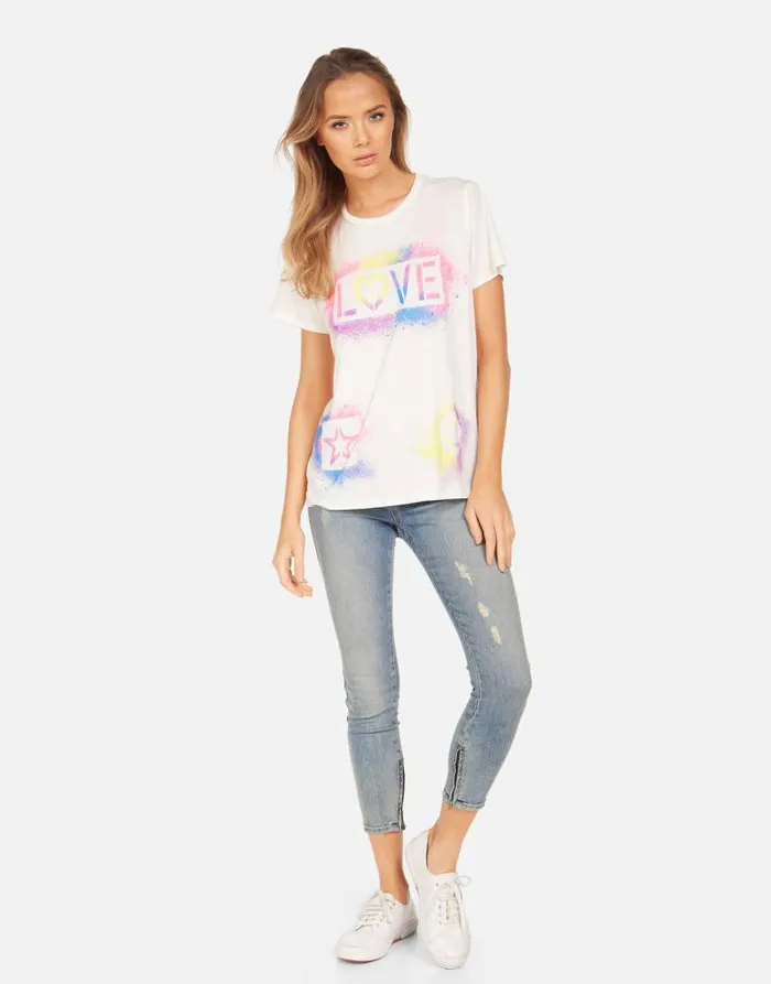 Wolf Graffiti Love Milk Women Lauren Moshi Short Sleeve