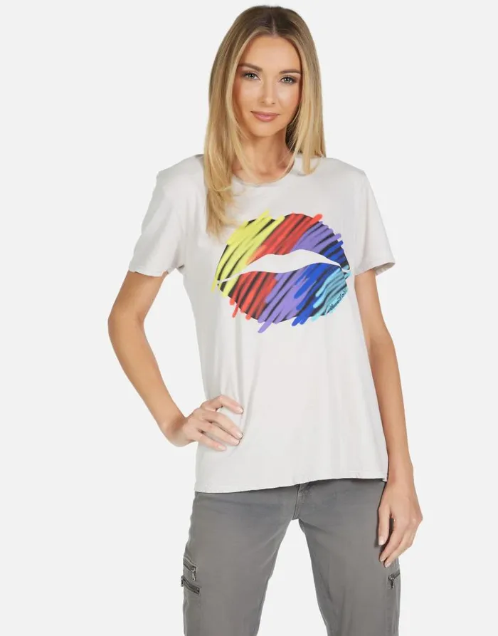 Wolf Scribble Lip Cloud Women Lauren Moshi Short Sleeve