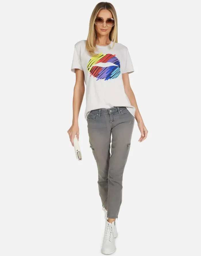 Wolf Scribble Lip Cloud Women Lauren Moshi Short Sleeve