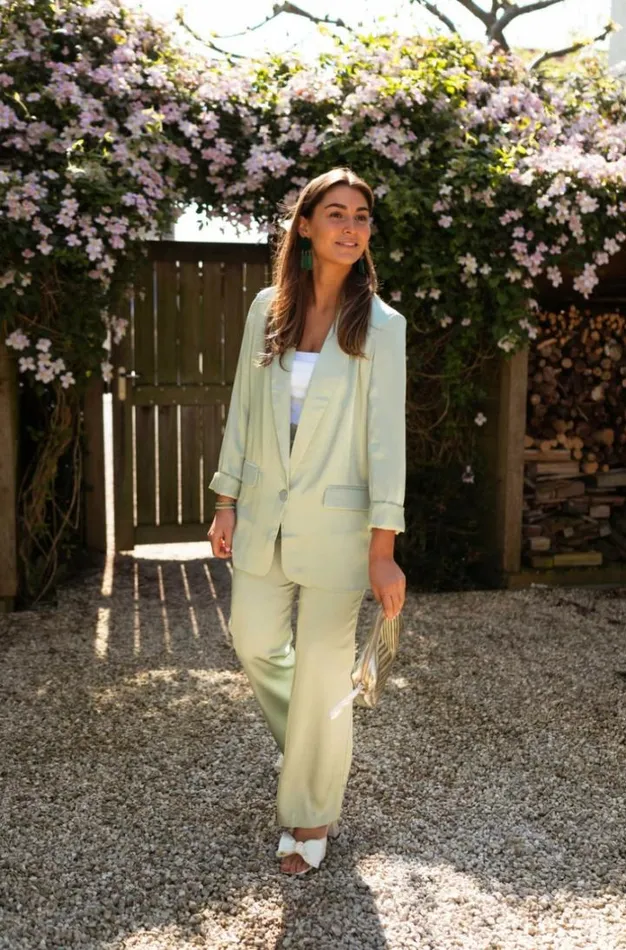 Women039s Clothing Blazers Easy Clothes Sea Green Satin Gabriela Blazer Sea Green