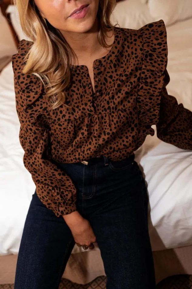 Women039s Clothing Blouses Easy Clothes Brick Neyla Leopard Print Blouse