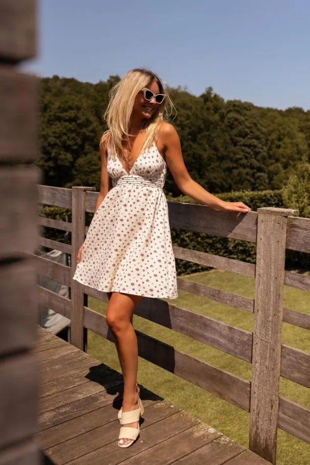 Women039s Clothing Dresses Easy Clothes Ecru And Red Floral Adriana Dress