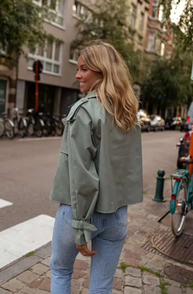 Women039s Clothing Jackets Easy Clothes Green Yann Trench Green