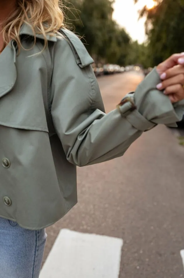 Women039s Clothing Jackets Easy Clothes Green Yann Trench Green
