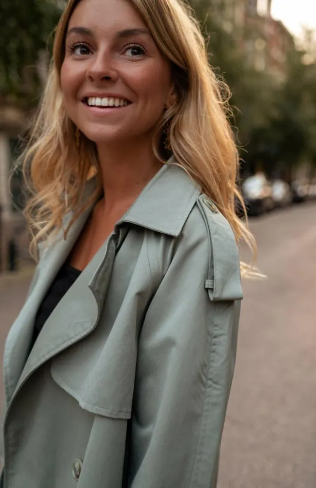 Women039s Clothing Jackets Easy Clothes Green Yann Trench Green