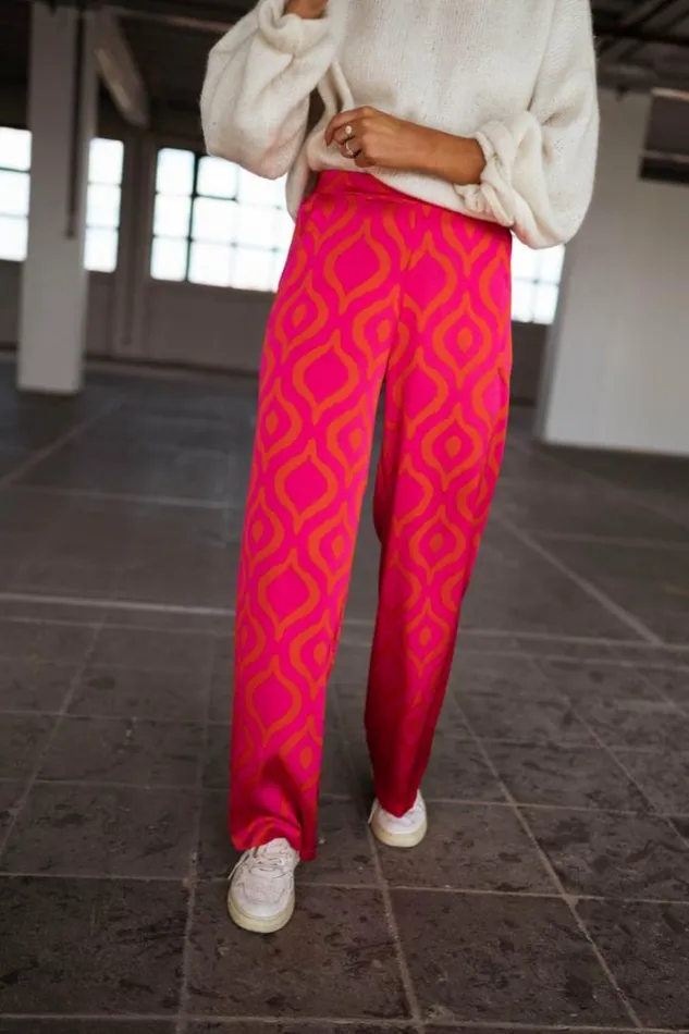 Women039s Clothing Pants and Jeans Easy Clothes Pink And Orange Patterned Thaly Pants Pink And Orange